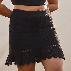 ANTHROPOLOGIE black cotton crochet skirt